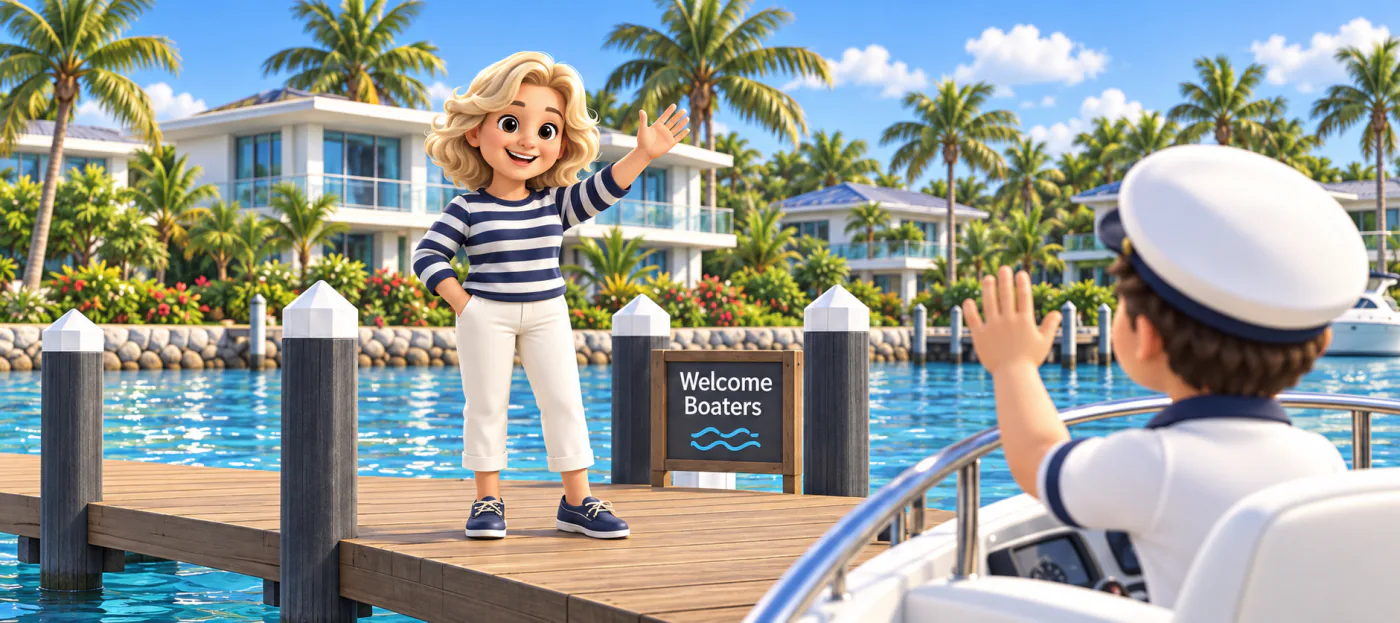 Private jetty owner welcoming a boater